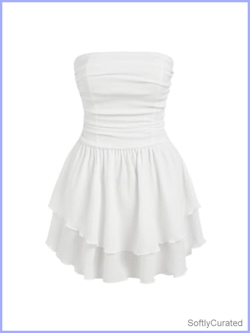 Tube Ruched Ruffle Mini Dress - Strapless Summer Cocktail Party Dress